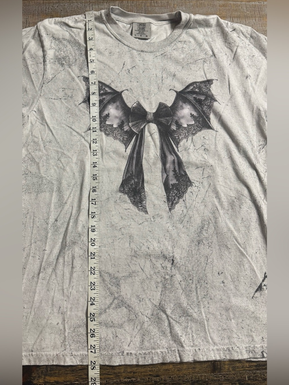 Comfort Colors smoke color blast Short Sleeve Tee with Bat Wing Bow Print - Picture 6 of 6